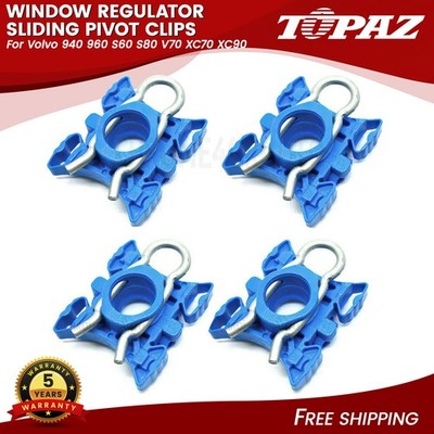 Set of 4 Front Window Regulator Roller Sliding Block Pivot for Volvo S60 S80 V70