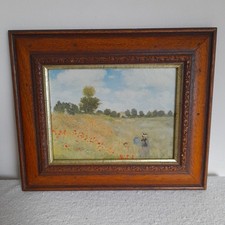 Vintage Claude Monet ‘The Poppy Field’  print Ornate Rustic Wooden Frame