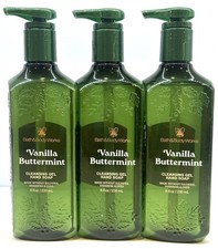 3 NEW BATH  BODY WORKS VANILLA BUTTERMINT CLEANSING GEL HAND SOAP WASH 8OZ PUMP