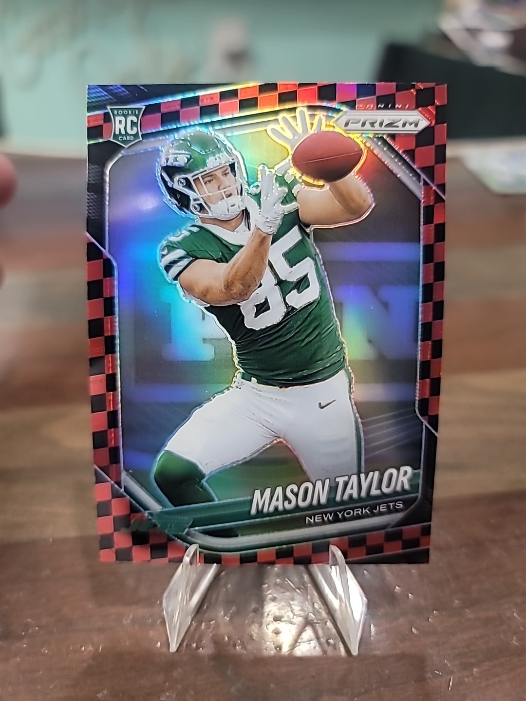 2025 Panini Prizm - Mason Taylor #329 Black & Red Checker Prizm (RC) Jets