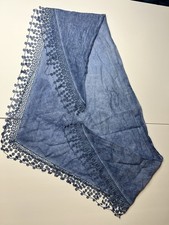 Vintage Style Pale Blue Floral Lace Trim Shawl Wrap 54x20