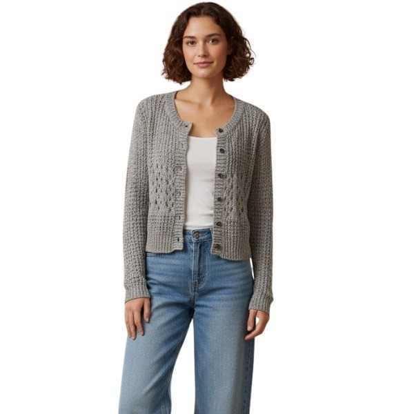 Roxy Open Knit Cardigan Button Front Cottagecore … - image 2