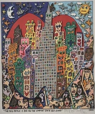 James RIZZI: Original Screen Print on Canvas ‘BIG APPLE LIBERTY’, Hand Signed