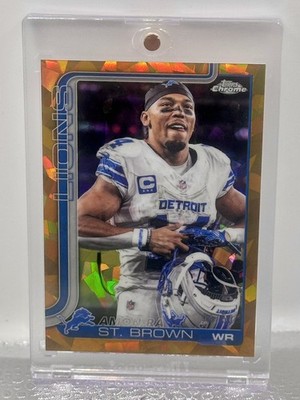 2025 Topps Chrome Sapphire Amon-Ra St Brown Gold /50 Image Variation Lions