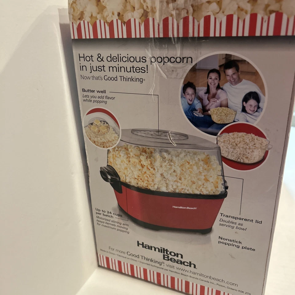 Hamilton Beach Hot Oil Popcorn Popper 24 Cups New In Box 73302 - Image 3 of 4