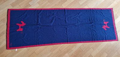 Hermes Schal Stola Fransen Dunkelblau und Rot Herren 188 x 62 cm