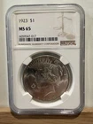 1923 Peace Dollar NGC MS65 Gem BU Blast White Silver Dollar Premium Quality