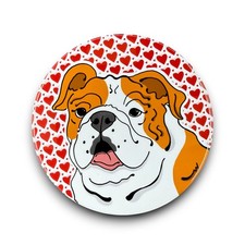 English Bulldog Dog Valentines Day Magnet Handmade Hand Illustrated Gift 3.5"