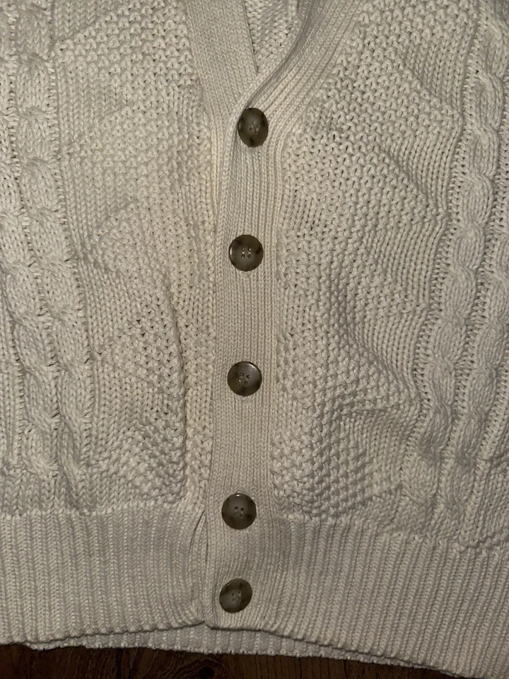 Cárdigan tejido grueso vintage años 90 Gap para mujer grande blanco suéter abotonado Foto 4 de 4
