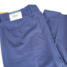 NEW Nautica Ceylon Active Dress Pants Flat Front Blue Stretch Mens 42x32