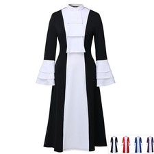Woman Clergy Dress with Ruff Collar Contrast Dress Catholic Priest Pastor Dress