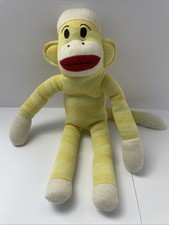 Vintage Yellow Sock Monkey Doll 18 Red Lips FREE DELIVERY