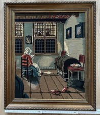 Gobelin-Bild, aufw&auml;ndiger Holzrahmen