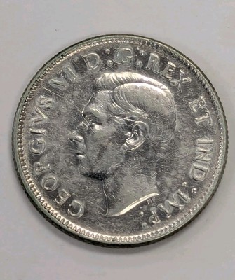 1947 DOT CANADA 25 CENT .800 SILVER QUARTER - King George VI-#T284