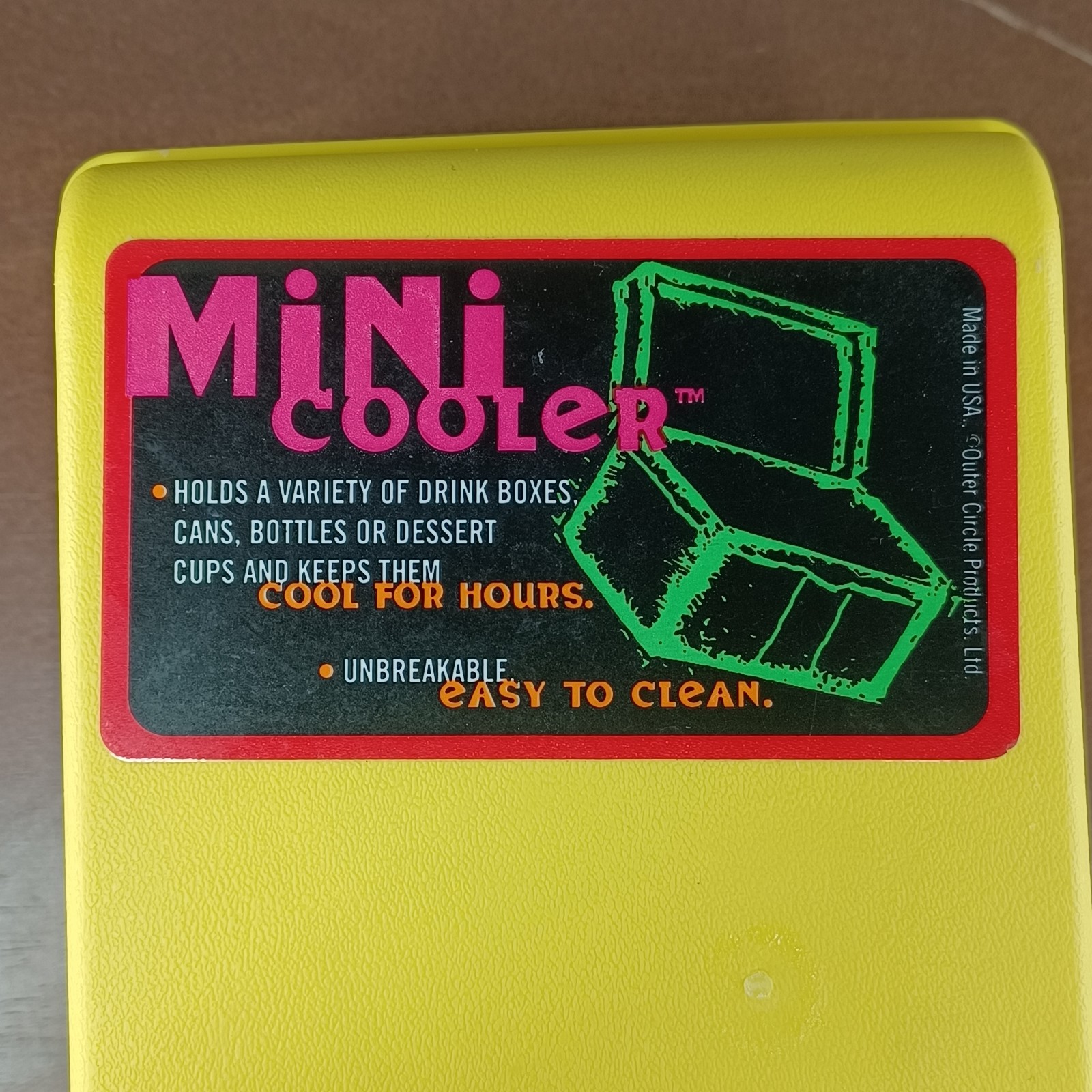 Mini Cooler Yellow Holds Variety of Drink Boxes Cans Cool for Hours Made in USA