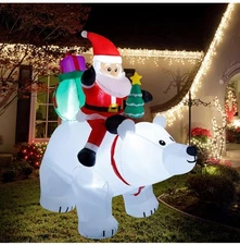DR.DUDU 6 Ft Christmas Inflatable Santa Claus with Polar Bear and Christmas Tree