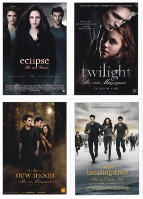 4 xTwilight - Eclipse - Bis(s) zum Abendrot - Filmkarte Filmplakatkarte Cinema -