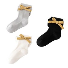 Kids Pantyhose Pure Color Cute Sweet Bowknot Warm Girls Tights Footed Stockings