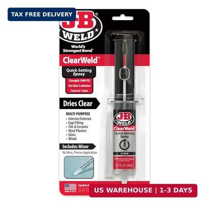 J-B Weld ClearWeld 5 Minute Epoxy, Clear, 14ml w/Static Mixer, (50114H)