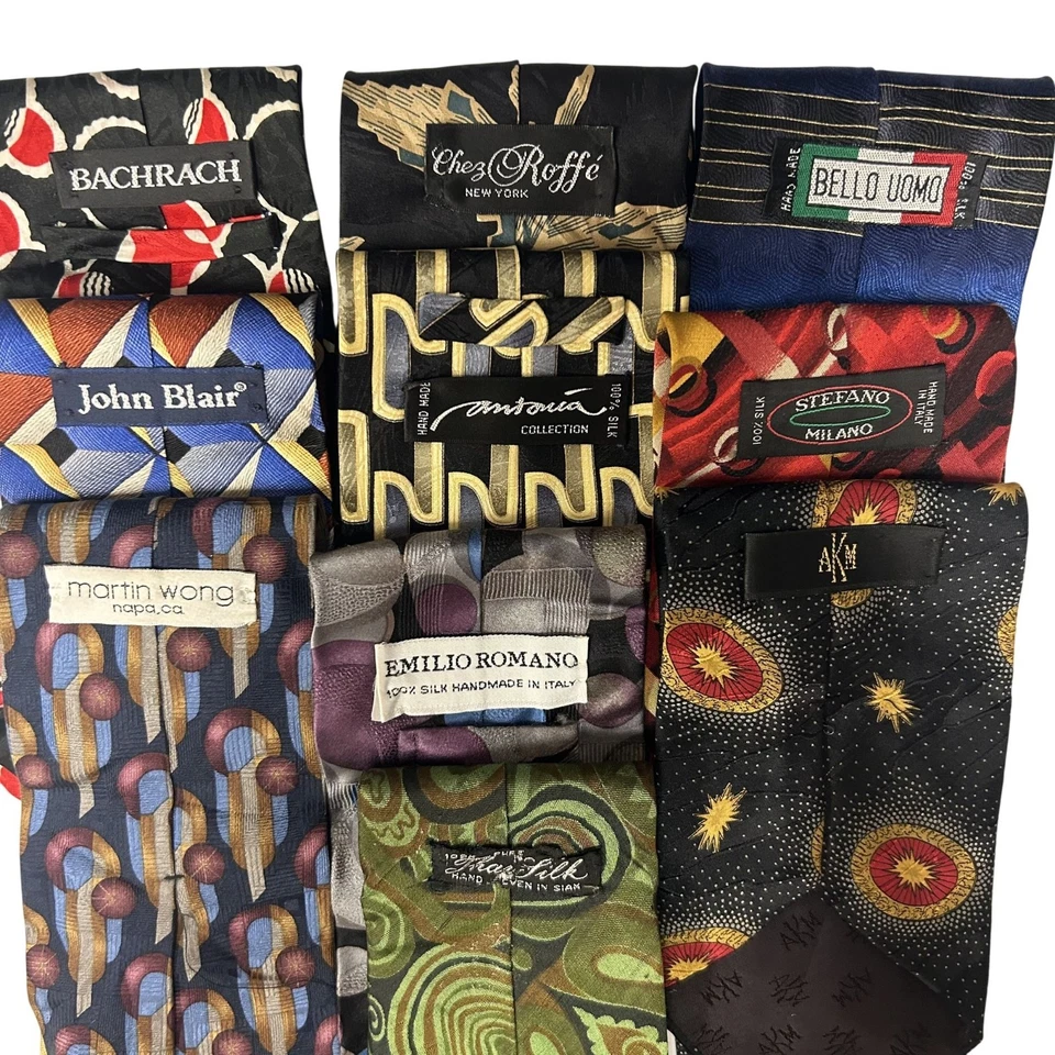 LOTE 10 corbatas vintage años 90 RESTRACTAS ART DECO corbatas geométricas SEDA Foto 2 de 4