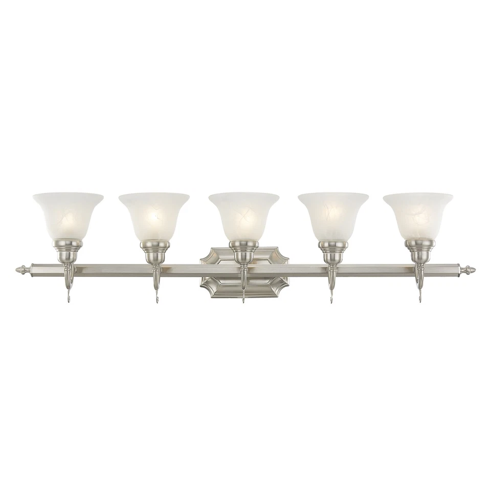 Luz de tocador de baño Livex Lighting 1285S níquel French Regency 5 luces Foto 2 de 4