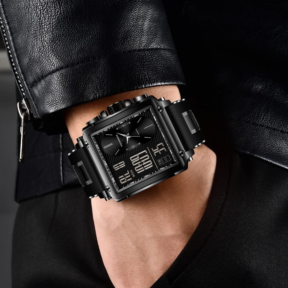 LIGE Sport Watch Men Military Square Big Dial Male Quartz Digital LED Wristwatch - Image 4 of 4