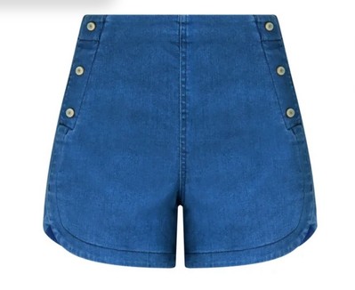 SOFIA VERGARA JULIETA JEANS Women s Size 8 High-Rise Sailor Shorts   Midwash