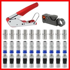 Coax Cable Crimper Coaxial Compression Tool Kit Wire Stripper with F RG6 RG59