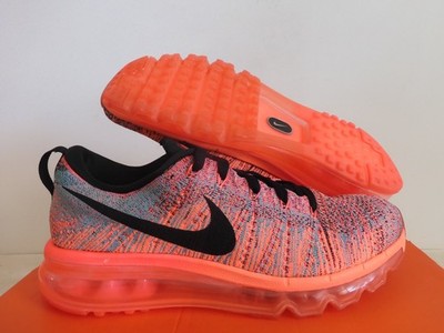 Nike Flyknit Max Hyper Punch-Black-Bright Mango Womens Sz 8 Rare