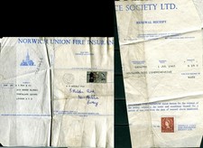 1965 Norwich union Fire Insurance Recept Cover. Lister