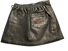 Girls Size 5 Harley Davidson Simulated Black Leather Snap Mini Skirt Rare