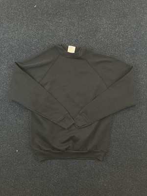 Vintage Tultex Sweatshirt Mens Medium Black Crewneck Raglan Blank Made USA 90s