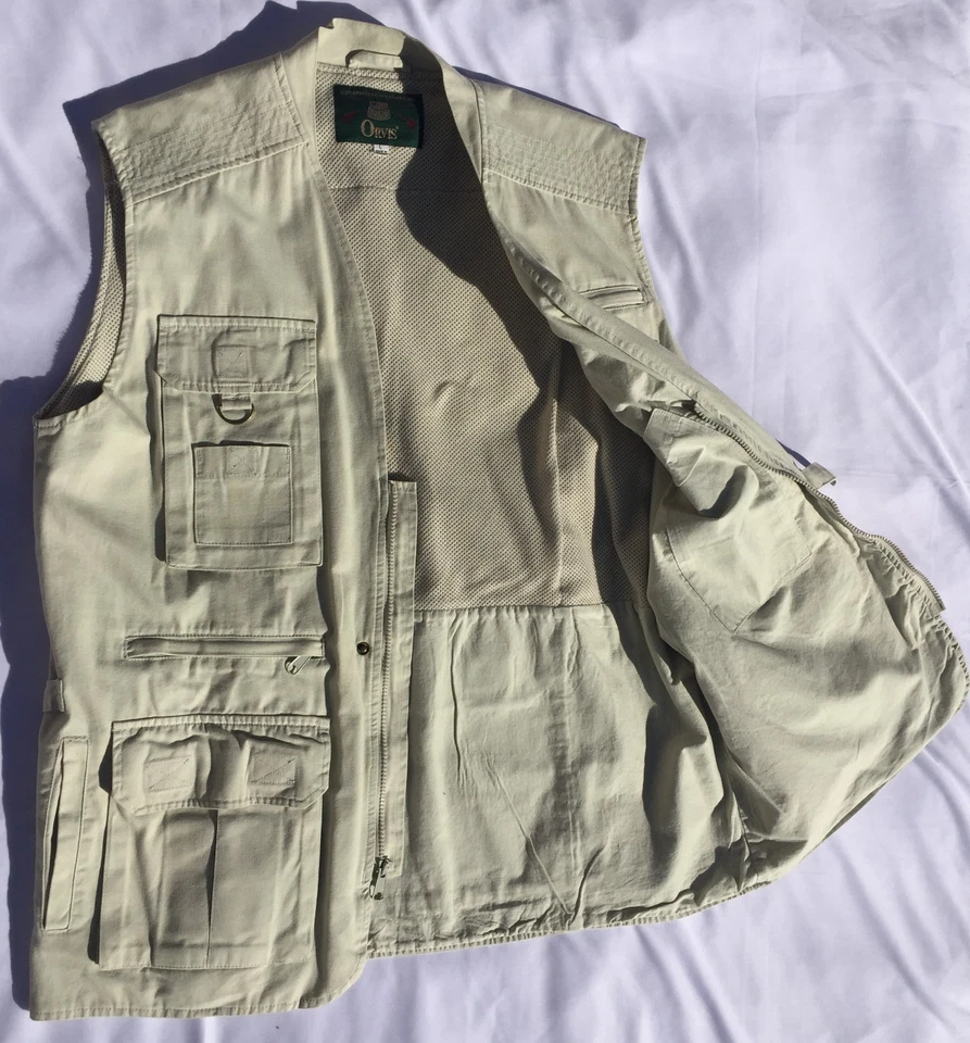 Chaleco de aparejos de pesca con mosca Orvis forrado para hombre (L) grandes bolsillos con cremallera caza senderismo Foto 4 de 4
