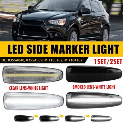 Sequential White LED Side Marker Lights for 08-17 Mitsubishi Lancer Clear Smoked