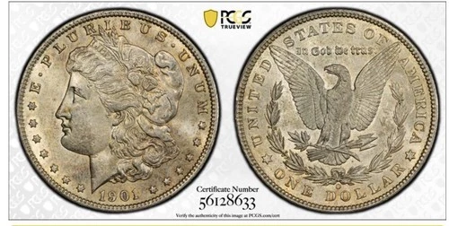 1901 O New Orleans Morgan Silver Dollar PCGS Gold Shield $1 MS62 Mint State Tone