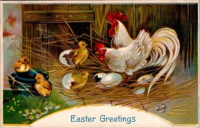 AK OSTERN FRÖHLICHE OSTERN EASTER GREETINGS AMERIKA PRÄGEDRUCK COL. UM 1910