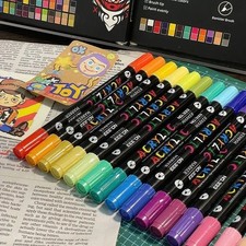 48 Color Acrylic Paint Markers Dual Tip Brush Fine Point Paint Pens Art Set