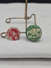  2 Vintage Dental Hygiene 100% Health Honor Roll Pins Green White Button Teeth
