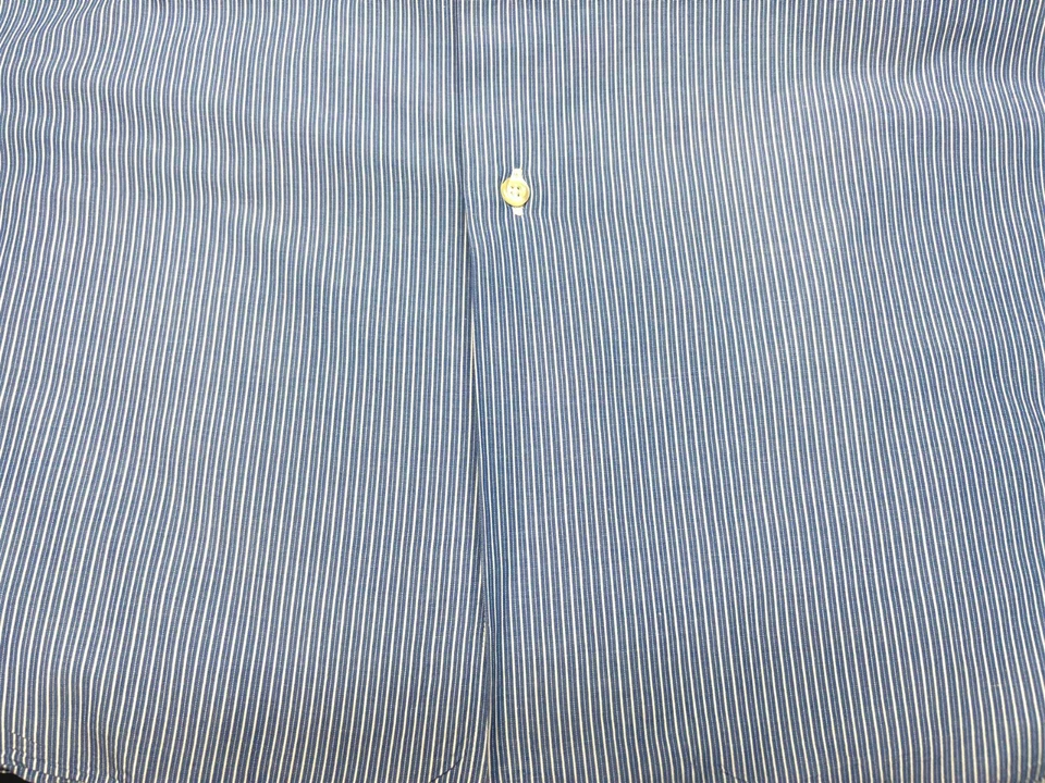 Camisa Barneys New York Para Hombres Botón Delantero Manga Larga Algodón Azul Rayas 17 1/2 Foto 3 de 4