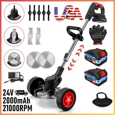 Wireless Cordless Grass String Trimmer Lawn Edger Weed Wacker Cutter 2 Battery