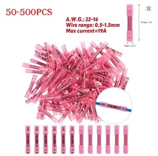 100PCS Heat Shrink Crimp Terminals Kit, 22–16 AWG, Waterproof Insulated Butt Wir