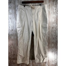 L.L Bean Favorite Fit Pant Womens 18 Khaki Tan Hiking Roll-Tab Utility Cargo