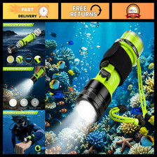 1500 Lumen Underwater LED Diving Flashlight, IPX8 Waterproof, Rechargeable Torch