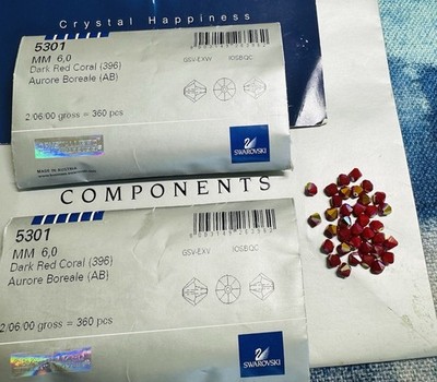Swarovski 5328 6mm Dark Red Coral AB Sealed Pack Austria