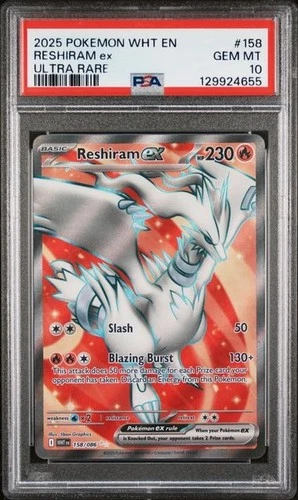 Reshiram ex 158/086 Sv: White Flare Holo PSA 10 Gem Mint
