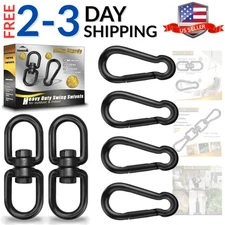 Black Swing Swivels 2 Pack, 04-Stainless Steel Swivel Rings, Double Eye Swive...