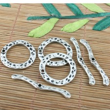 20sets 18mm Tibetan Silver Tone 2sided Round Toggle Clasps H3004