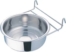 Indipets Stainless Steel Bird Coop Cup with Hook Holder - 10oz - Attach Directly