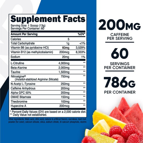 Nutricost Pre-Workout Complex Powder (60 Servings) (Fruit Punch) - Picture 2 of 5