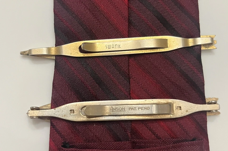Juego de 2 clips de corbata de latón flecha vintage, cisne y anson Foto 4 de 4
